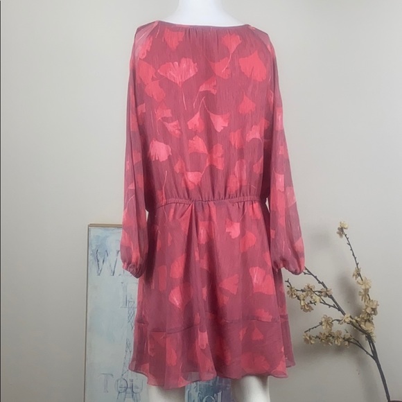 H Halston Pink Floral Lined Dress Plus - Picture 4 of 13
